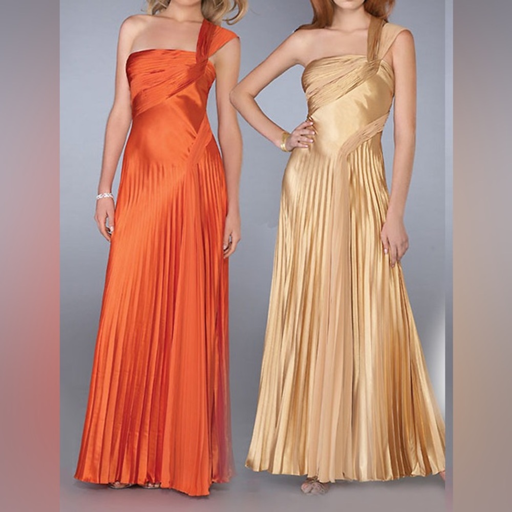 One Shoulder Pleated Formal Dress Orange | XS / 0